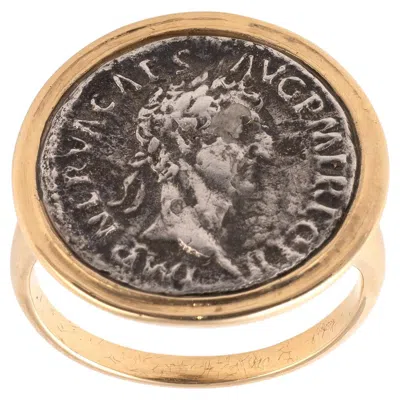 Pre-owned 1stdibs Gold And Silver Denarius Roman Coin Nerva Circa 97 Ad Ring In Multi