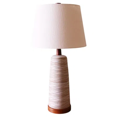 Pre-owned 1stdibs Gordon And Jane Martz M85 Lamp For Marshall Studios Matte White Tan Incised Deco