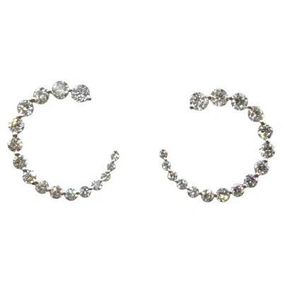 Pre-owned 1stdibs Graduated Swirl Diamond Earrings 14kt White Gold 0.85ctw Gh Vs Si New