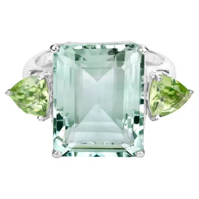 Pre-owned 1stdibs Green Amethyst Cocktail Ring With Peridots 12 Carats In Purple