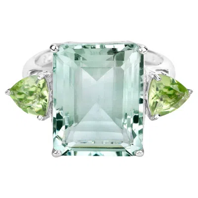 Pre-owned 1stdibs Green Amethyst Cocktail Ring With Peridots 12 Carats In Purple