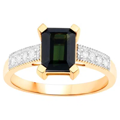 Pre-owned 1stdibs Green Tourmaline Ring With Diamonds 1.91 Carats 14k Yellow Gold
