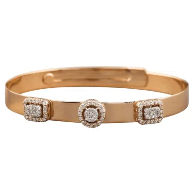 Pre-owned 1stdibs Halo Natural Diamond Cuff Bracelet In 14k Solid Gold (certified) In Multi