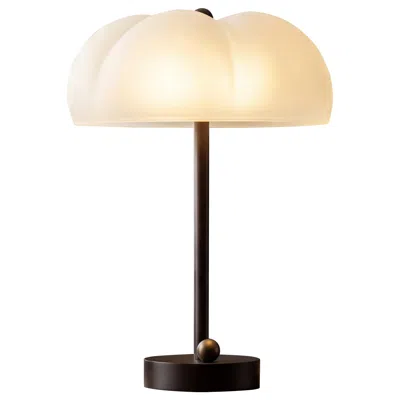 Pre-owned 1stdibs Hana Md Table Lamp In Borosilicate Glass & Brass Finish By Schwung In White