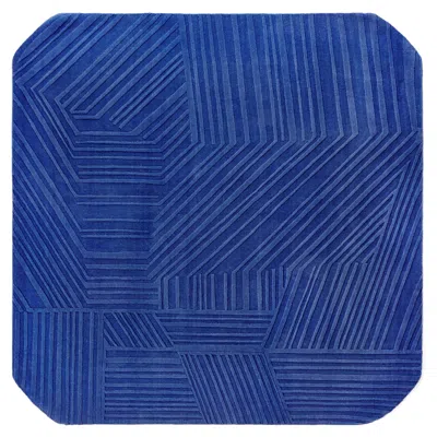 Pre-owned 1stdibs Hand Knotted Line Rug By Hatsu In Blue