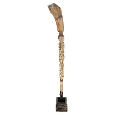 Pre-owned 1stdibs Hand-carved Polynesian Totem Post Sculpture With Ancestor Female Figures In Brown