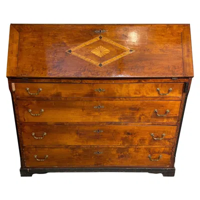 Pre-owned 1stdibs Handcrafted Biedermeier Intarsia Secretary, Birch Wood, Sweden, 1820 In Brown