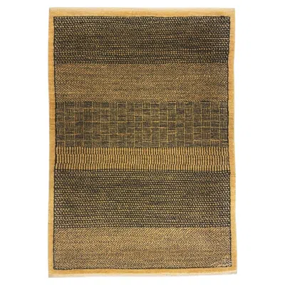 Pre-owned 1stdibs Hand-knotted 2x3 Abstract Geometric Wool Rug In Indigo And Gold In Blue