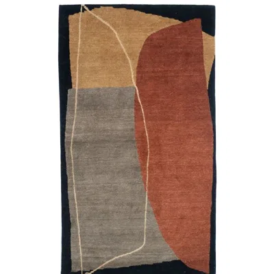 Pre-owned 1stdibs Hand-knotted 3x5 Tufenkian Stones Wool Rug Rust Gray Abstract Carpet