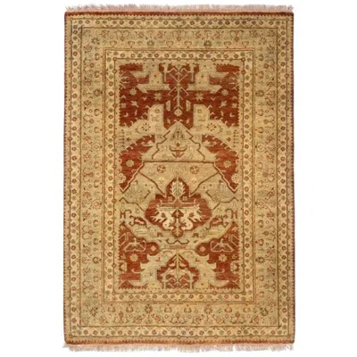 Pre-owned 1stdibs Hand-knotted 4x6 Allegro Wool Rug Rust Gold Geometric Medallion Carpet In Brown