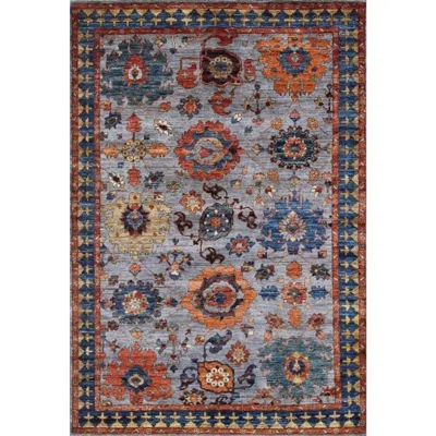 Pre-owned 1stdibs Hand-knotted 4x6 Tribal Wool Rug Gray Blue Rust Floral Accent Carpet