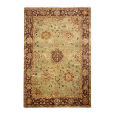Pre-owned 1stdibs Hand-knotted Antalya Wool Rug 4x6 Sage Green Brown Oushak Persian Designs