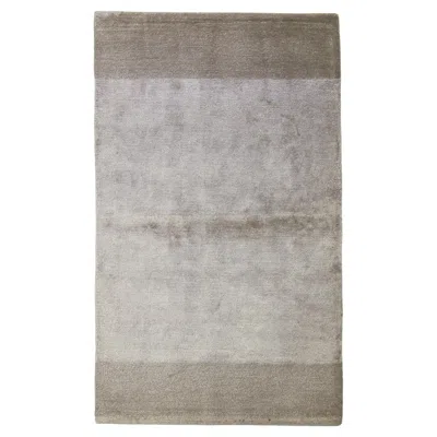 Pre-owned 1stdibs Hand-knotted Organic Modern Rug In Wool & Silk Blend, Striped Design In Gray
