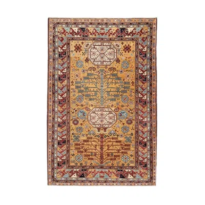 Pre-owned 1stdibs Hand-knotted Tribal Wool Rug 3x5 Gold Caucasian Kazak Geometric Design In Brown