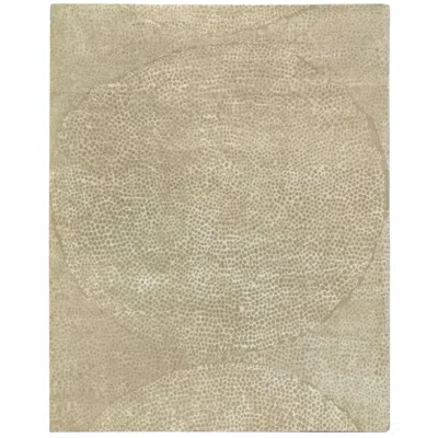 Pre-owned 1stdibs Hand-knotted Wool & Bamboo Silk Abstract Rug, Ivory Organic, 3' X 5' In White