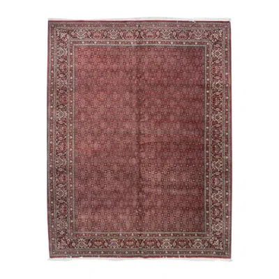 Pre-owned 1stdibs Hand-knotted Wool & Silk Bijar Rug, Red Herati 10'x13'1" Oversized
