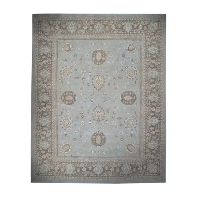 Pre-owned 1stdibs Hand-knotted Wool & Silk Sultanabad Rug, Blue Oversized 12'x15'4"