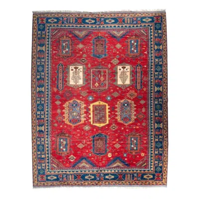 Pre-owned 1stdibs Hand-knotted Wool Baluch Rug, Red Blue Tribal 10'4"x13'2" Geometric