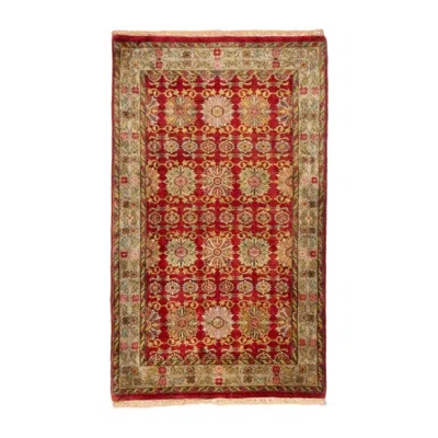 Pre-owned 1stdibs Hand-knotted Wool Floral Rug, Red Rosette Transitional, 3'1"x5'4"