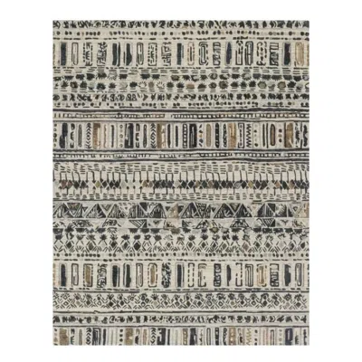 Pre-owned 1stdibs Hand-loomed 6x9 Tangier Wool Bamboo Silk Rug Ivory Charcoal Tribal Rug In White