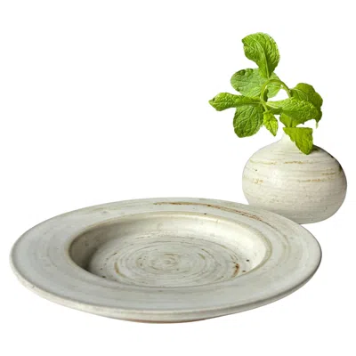Pre-owned 1stdibs Handmade Danish Ceramic Vase And Dish Set, Midcentury Modern, 1970s In Transparent