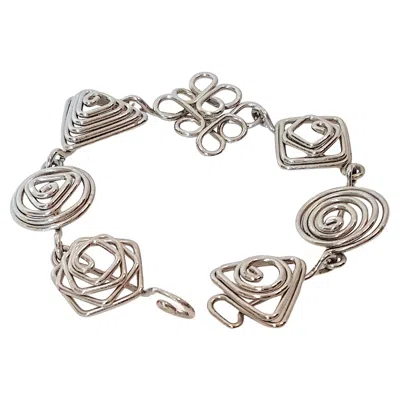 Pre-owned 1stdibs Handmade Silver Wire Geometric Spirals 3d Link Bracelet C20thc In Multi