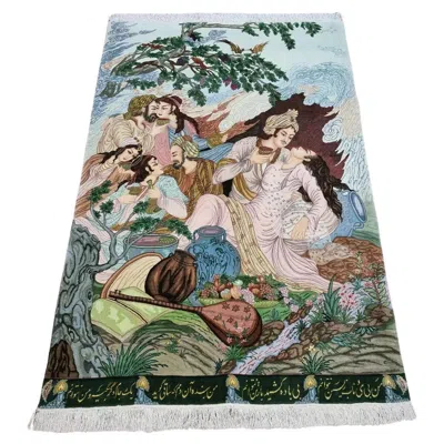 Pre-owned 1stdibs Handmade Vintage Persian Style Tabriz Rug With Silk 3.6' X 5.4', 1970s - 1d131 In Gray