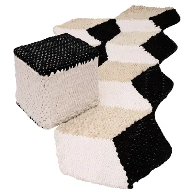Pre-owned 1stdibs Handwoven Courage Rug And Pouf By Mariadela Araujo, Spain In Sand