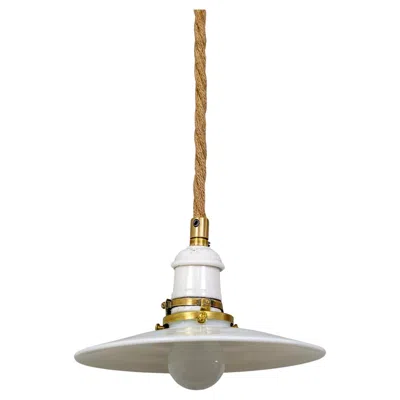 Pre-owned 1stdibs Hanging Rope Light W/ Milk Glass Shade In Brown