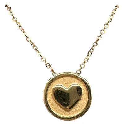 Pre-owned 1stdibs Heart Disc Necklace 14kt Yellow Gold Adjustable 17 18in New