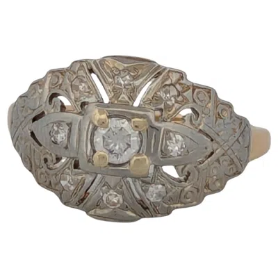 Pre-owned 1stdibs Hedda 10k Yellow Gold Diamond Ring – Size 7 Fine Jewelry