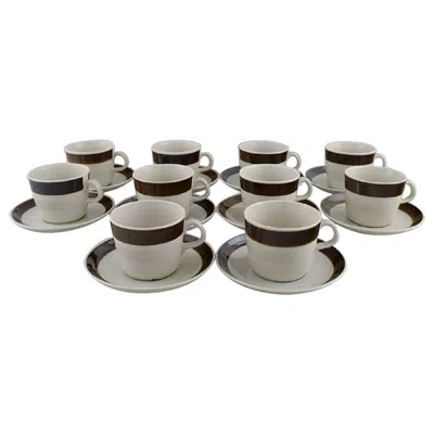 Pre-owned 1stdibs Hertha Bengtsson For Rörstrand, 10 Koka Coffee Cups With Saucers In Gray