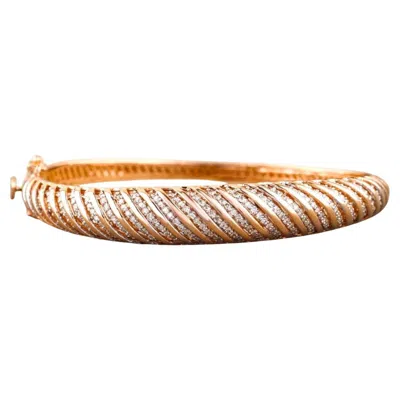 Pre-owned 1stdibs Hinged Natural Diamond Bangle Bracelet In 14k Solid Gold (certified) In Multi