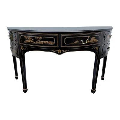 Pre-owned 1stdibs Hollywood Regency Chinoiserie Demilune Sideboard Console Table Server In Brown