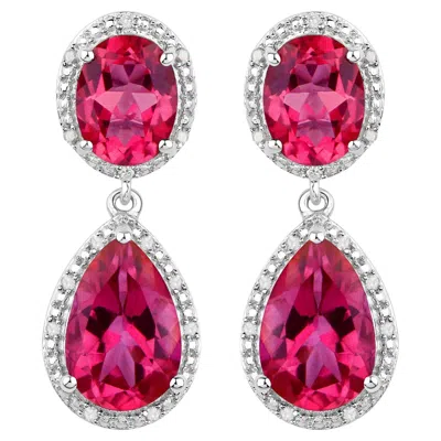 Pre-owned 1stdibs Hot Pink Topaz Earrings Diamond Setting 11.35 Carats Total