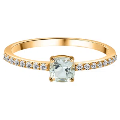 Pre-owned 1stdibs Hrd Certifed Aquamarine Diamond Ring 10k Yellow Gold Delicate Solitaire Ring