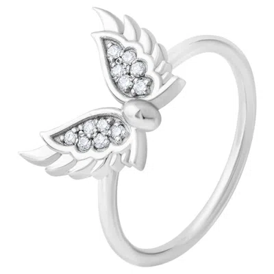 Pre-owned 1stdibs Igi Certified 0.10 Carat Natural Diamond Angel Statement Ring In 14k Gold In Multi
