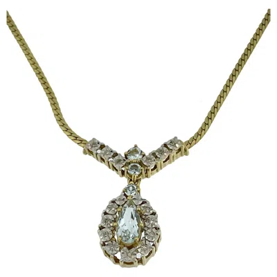 Pre-owned 1stdibs Igi Certified Gold Necklace With Diamonds And Aquamarines In Multi