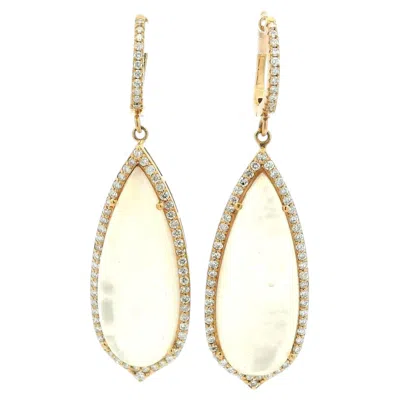 Pre-owned 1stdibs Italian 14k Rose Gold Mother-of-pearl 1.50 Carat Diamond Drop Earrings In Red