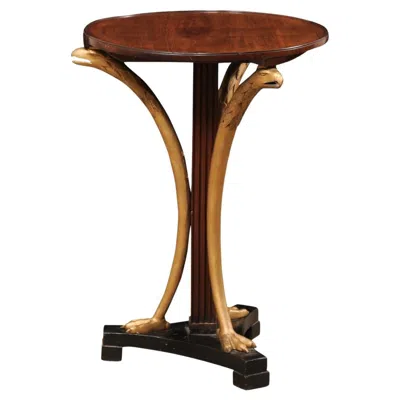 Pre-owned 1stdibs Italian Antique Gueridon Accent Table W/carved & Gilt Eagles, Round In Brown