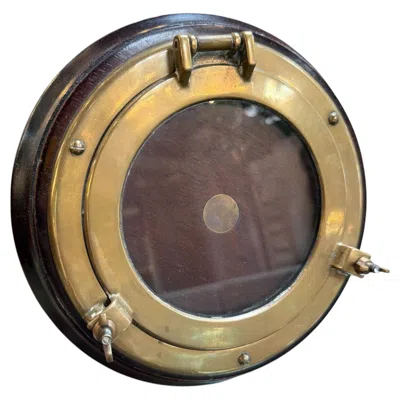 Pre-owned 1stdibs Italian Brass And Wood Round Picture Frame, Italy, 1970s In Brown