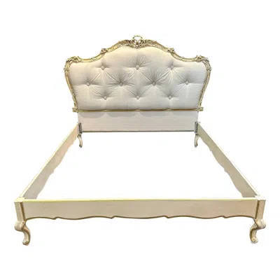 Pre-owned 1stdibs Italian Hand-carved & Painted Wood Bed Frame In Brown