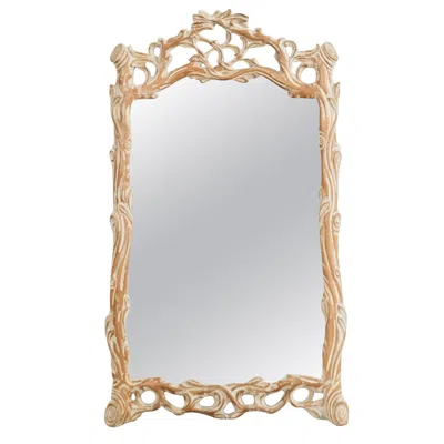 Pre-owned 1stdibs Italian Hand-carved Twig Branch Wall Mirror, Distressed Beech Frame In Brown