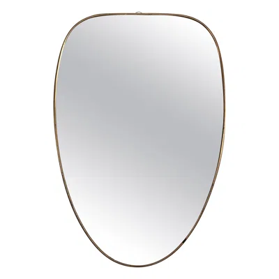 Pre-owned 1stdibs Italian Large Mid-century Vintage Wall Mirror With Original Brass Frame, 1970s In Gray
