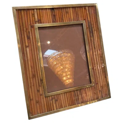 Pre-owned 1stdibs Italian Mid-century Brass And Bamboo Picture Frame, 1970s In Brown