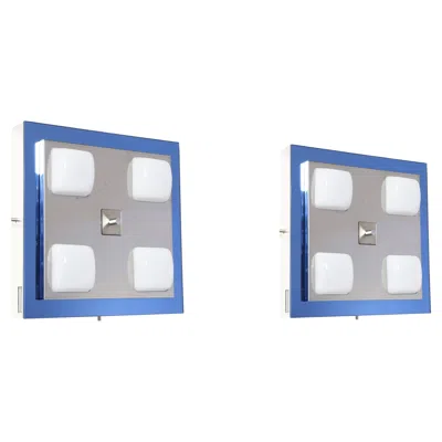 Pre-owned 1stdibs Italian Mid-century Modern Flush Mount Lights, Glass & Chrome, 1970s In Transparent