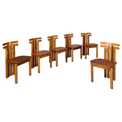 Pre-owned 1stdibs Italian Modern Wood And Brown Leather Chairs By Mobilgirgi, 1970s