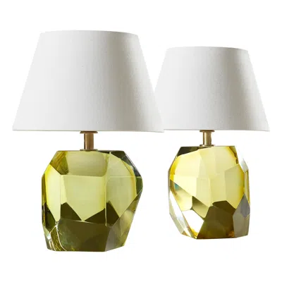 Pre-owned 1stdibs Italian Murano Citrine 'rock' Table Lamp, Hand-crafted Modern Design In Sand