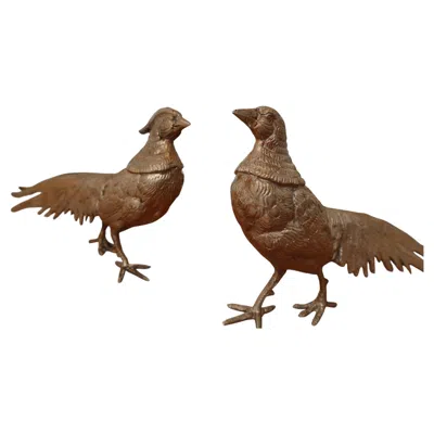 Pre-owned 1stdibs Italian Pheasant Birds, Pair In Silver