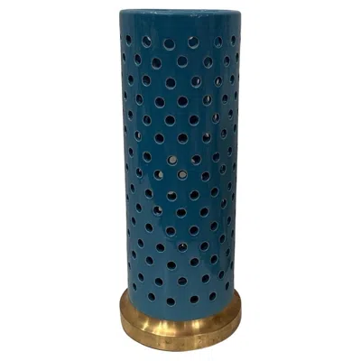 Pre-owned 1stdibs Italian Pierced Porcelain Lamp In Blue